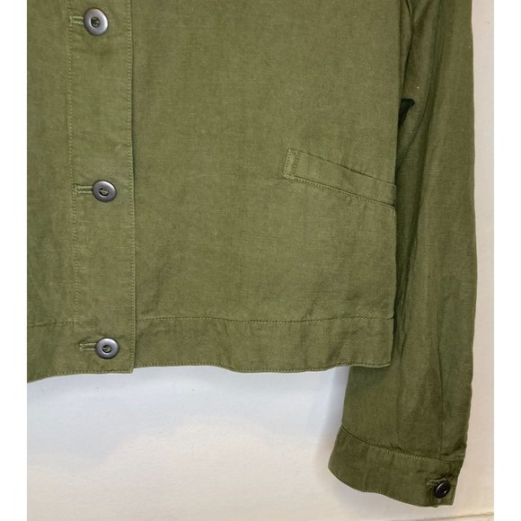 NWT Eileen Fisher Size Large Green Linen Long Sleeve Button Down Cardigan Jacket - Picture 6 of 10